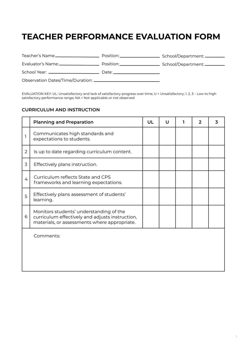 Large thumbnail of Teacher Performance Evaluation Template