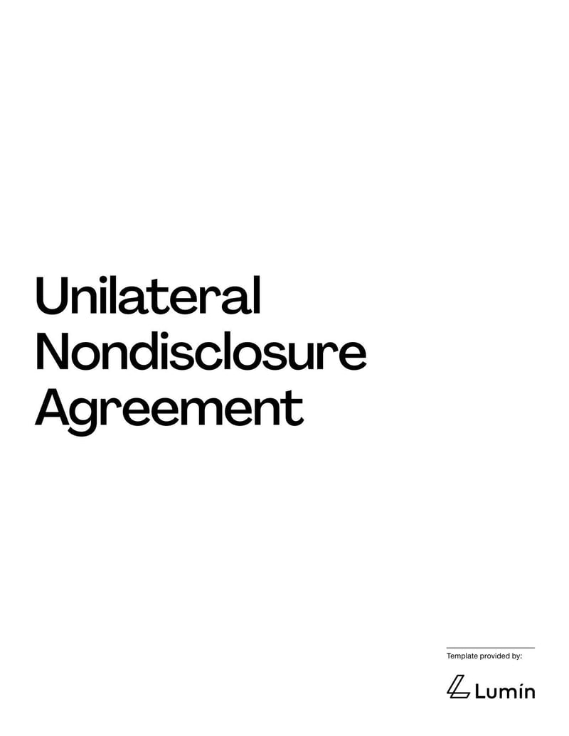 Large thumbnail of Unilateral Nondisclosure Agreement Template