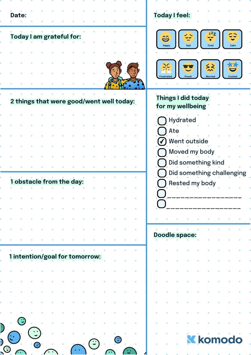 Large thumbnail of Daily Wellbeing Journal Worksheet