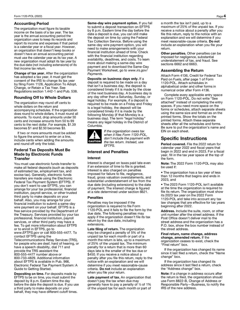 Large thumbnail of Form 1120-POL - Jan 2022