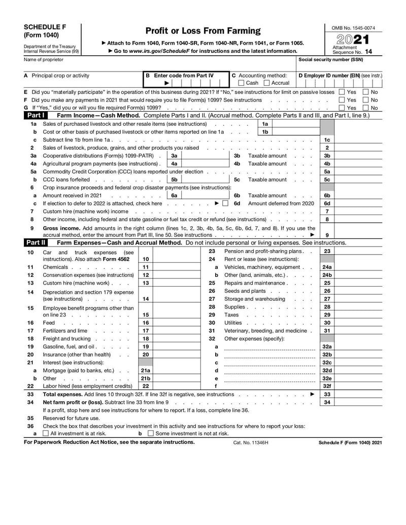 Large thumbnail of Schedule F (Form 1040) - Jan 2022