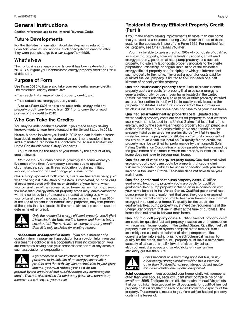 Large thumbnail of Form 5695 - Jan 2013