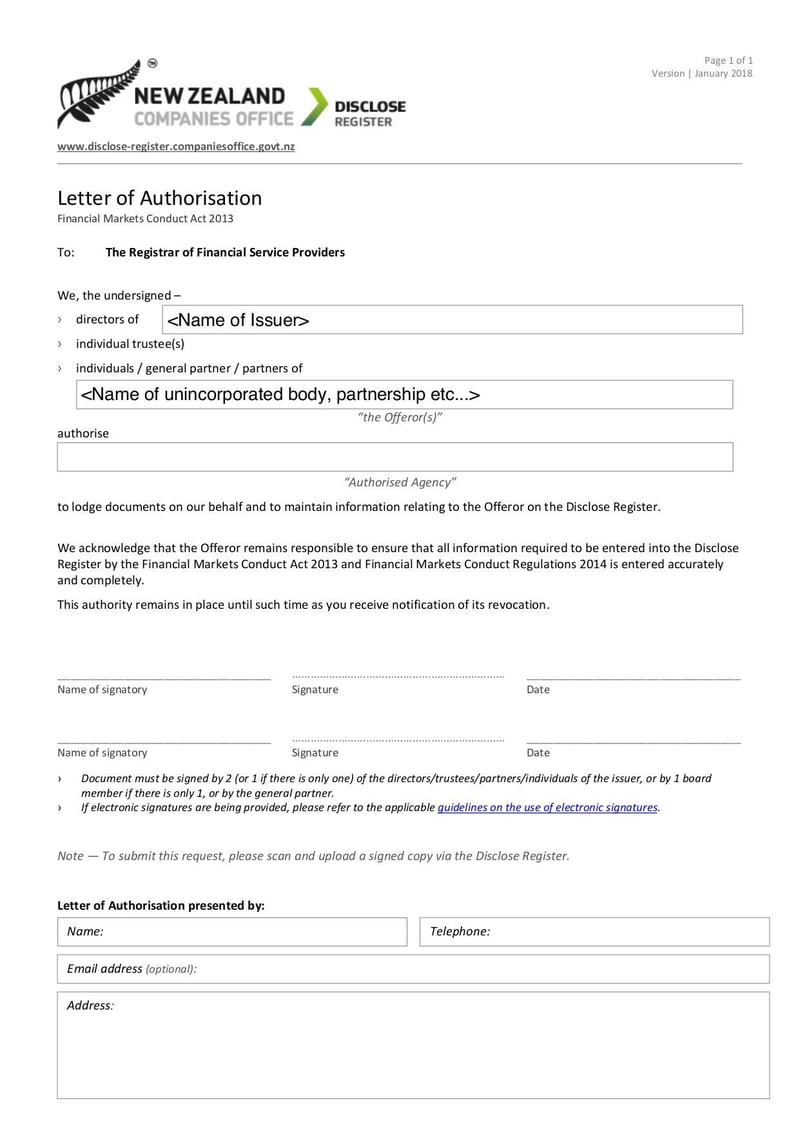 Large thumbnail of Letter of Authorisation - Jan 2018
