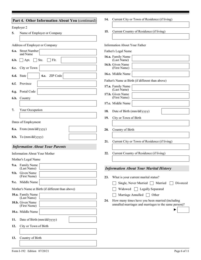 Large thumbnail of Form I-192 - Jul 2021