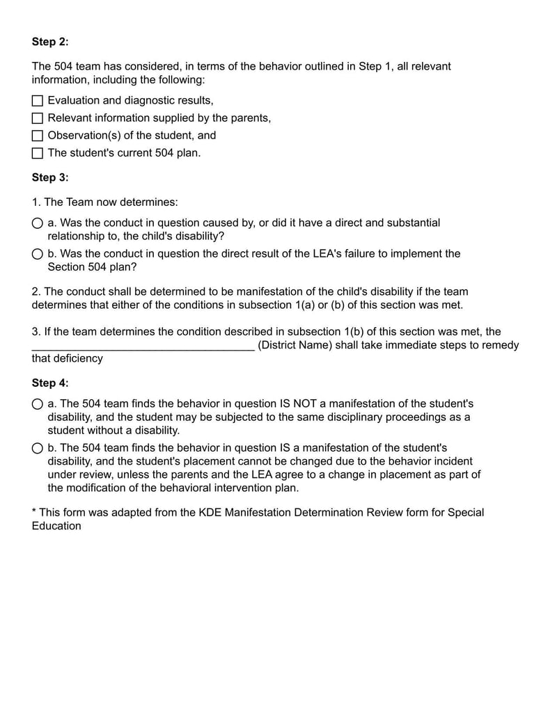 Large thumbnail of Kentucky Public School District Section 504 Manifestation Determination Review Form