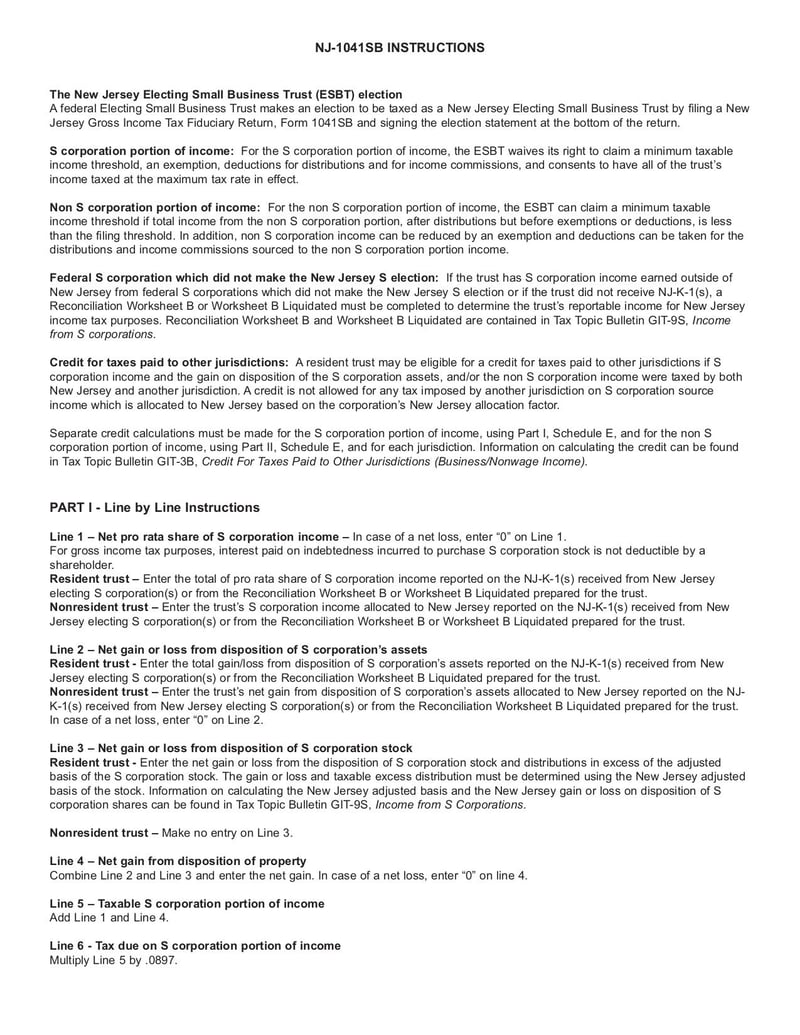 Large thumbnail of Form NJ-1041SB - Jan 2017