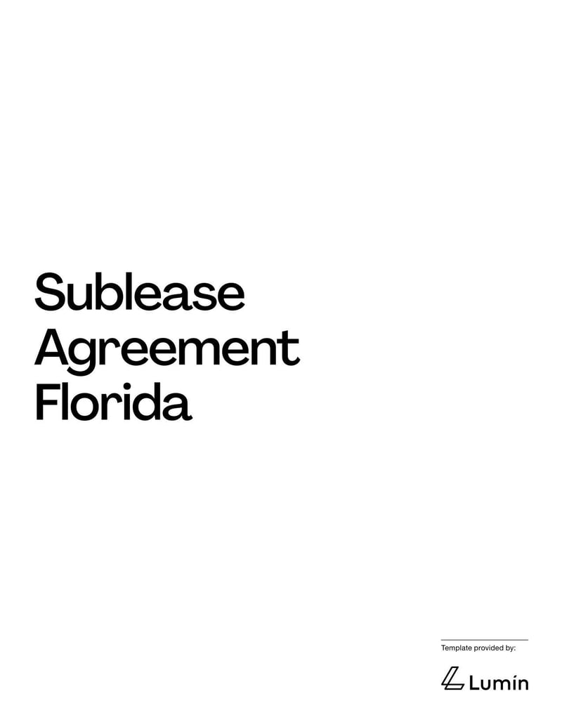 Sublease Agreement Florida for subletting rental property in Florida