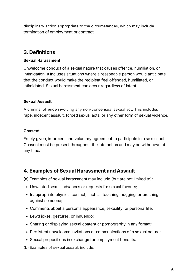 Workplace Sexual Harassment and Assault Policy for Australian organizations addressing compliance, reporting and zero-tolerance standards