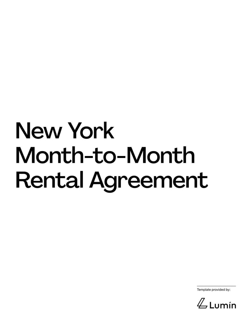 New York Month-to-Month Rental Agreement for outlining flexible lease terms, rent payments, security deposits, and termination procedures