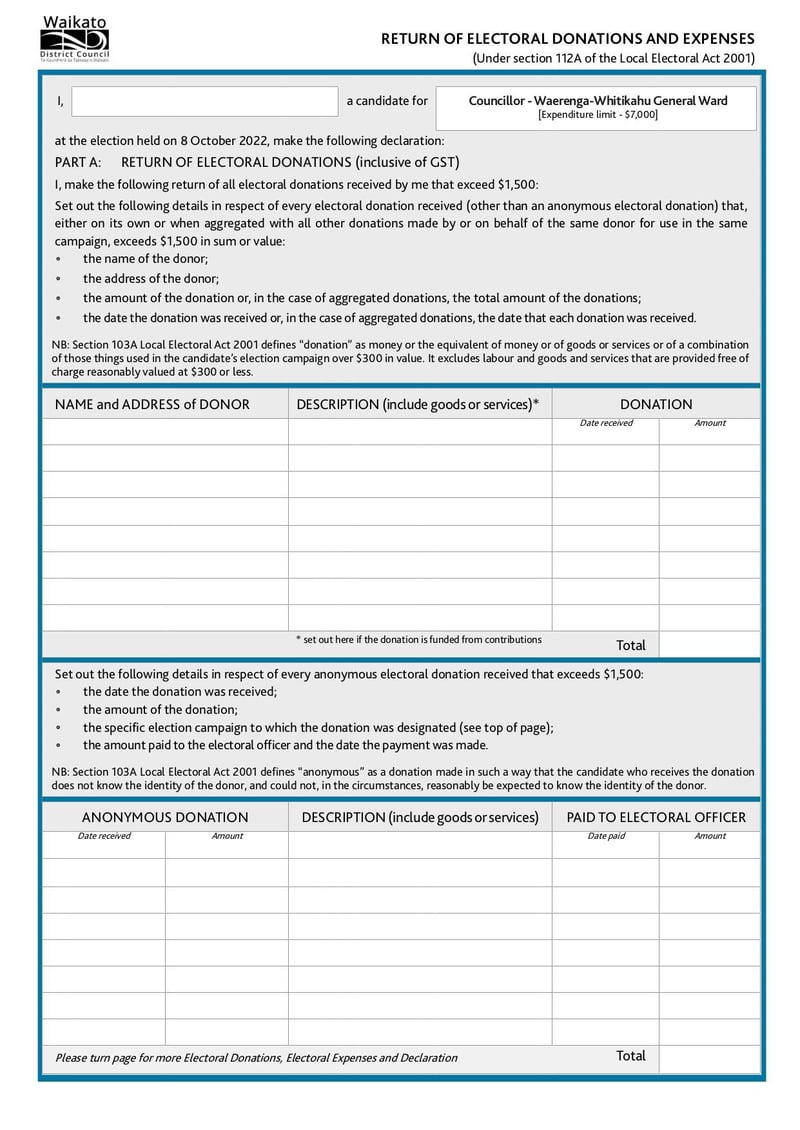 Large thumbnail of Waerenga Whitikahu General Ward Nomination Form - Jan 2022