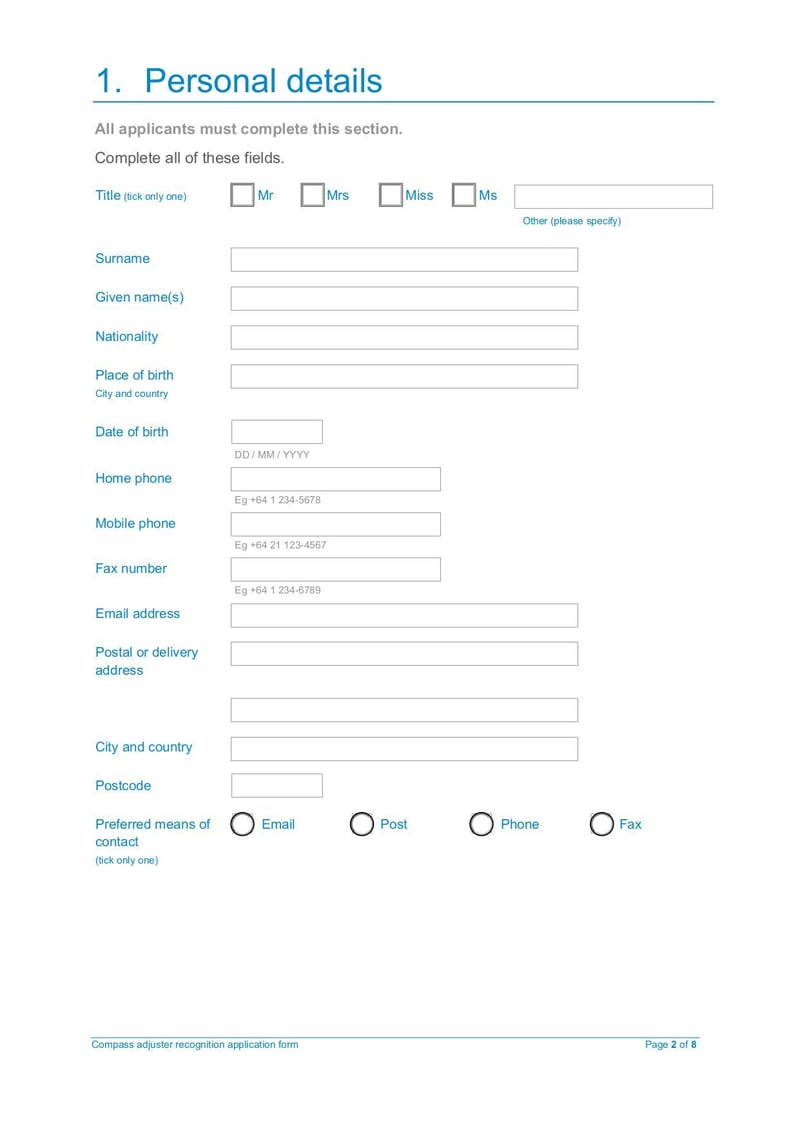 Large thumbnail of Compass Adjuster Application Form - Aug 2020