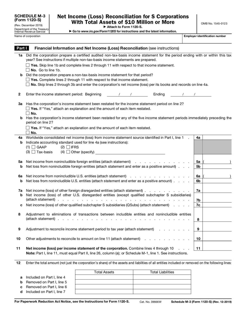 Large thumbnail of Schedule M-3 (Form 1120-S) - Dec 2019