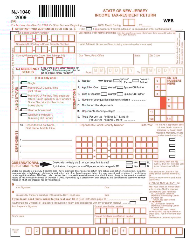 Large thumbnail of Form NJ-1040 - Oct 2018