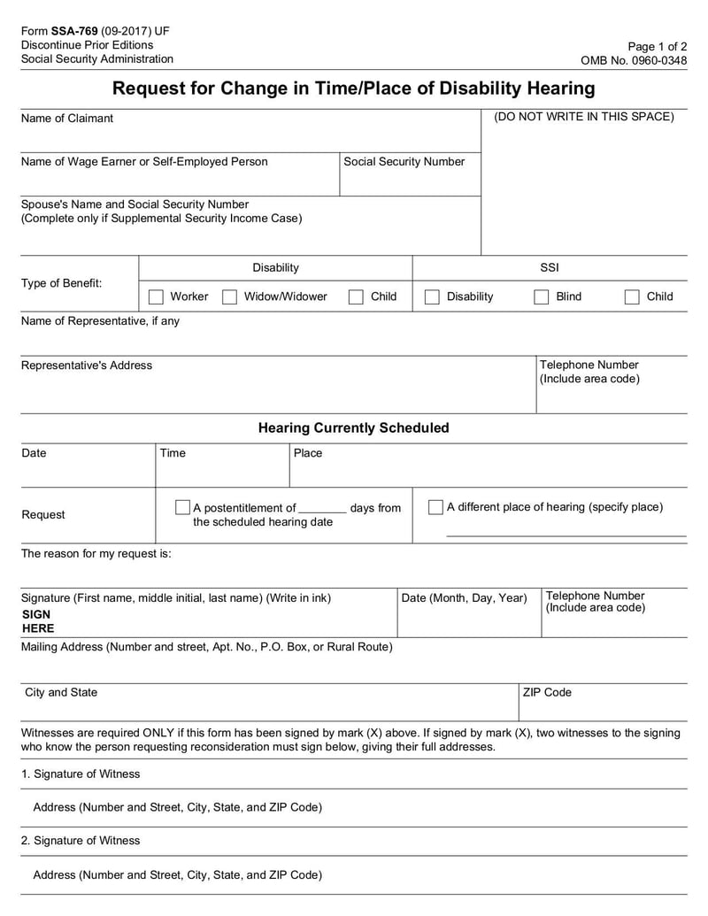 Large thumbnail of Request for Change in Time/Place of Disability Hearing - Oct 2017