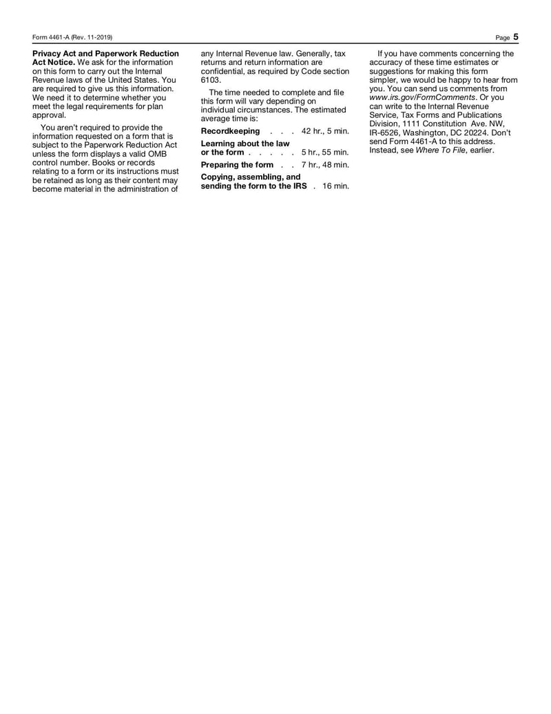 Large thumbnail of Form 4461-A - Nov 2019