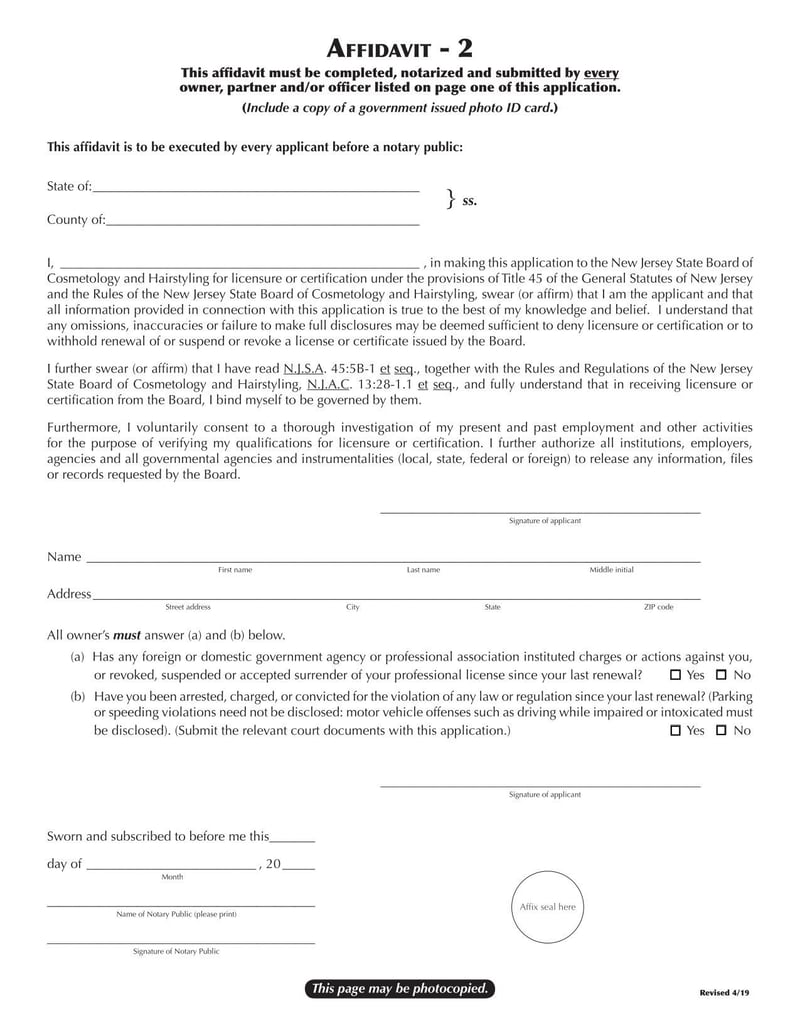 Large thumbnail of New Jersey Application for a License to Operate a New Shop, Relocate a Shop or to Transfer Ownership of a Shop