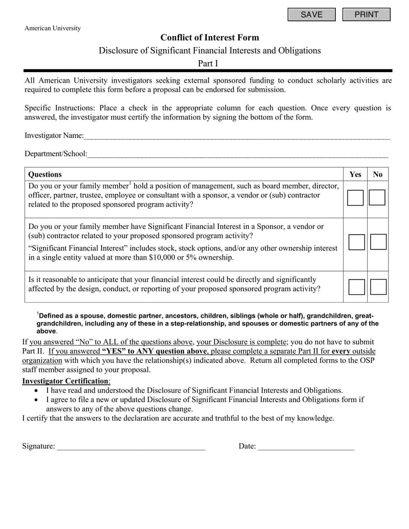 Large thumbnail of American University Conflict of Interest Form