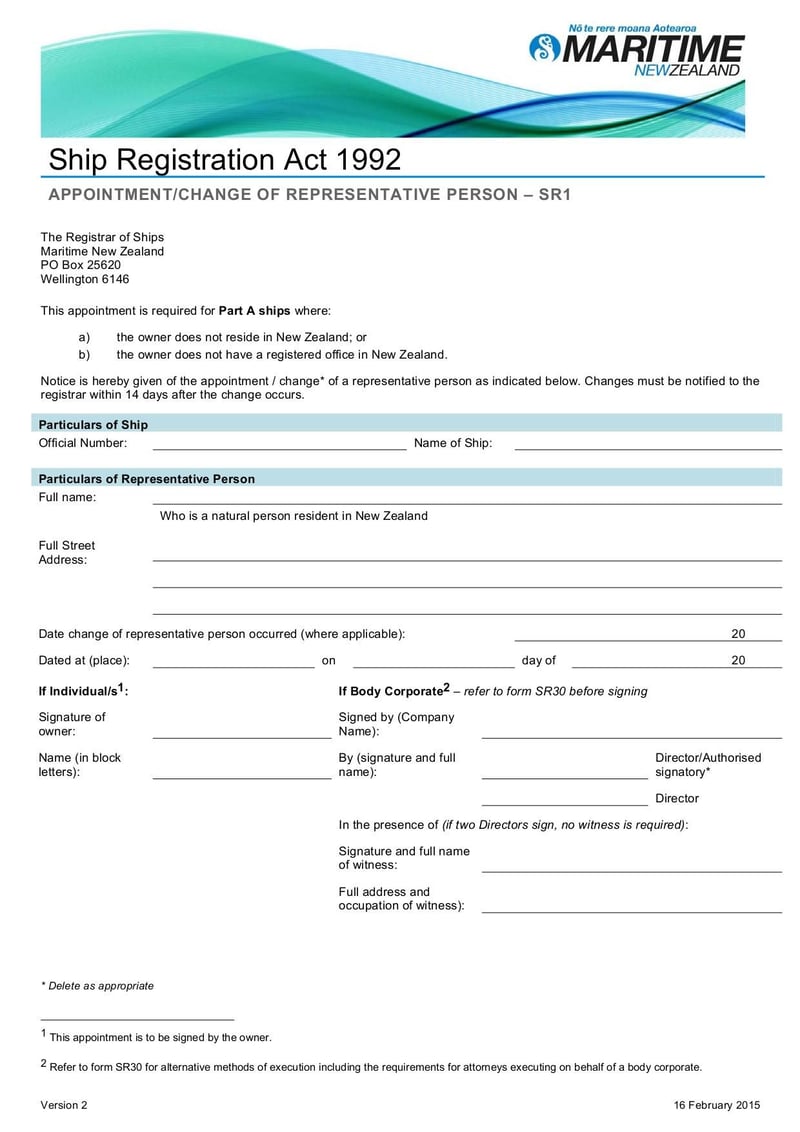 Large thumbnail of SR1 - Appointment Change of Representative Person Form - Feb 2015