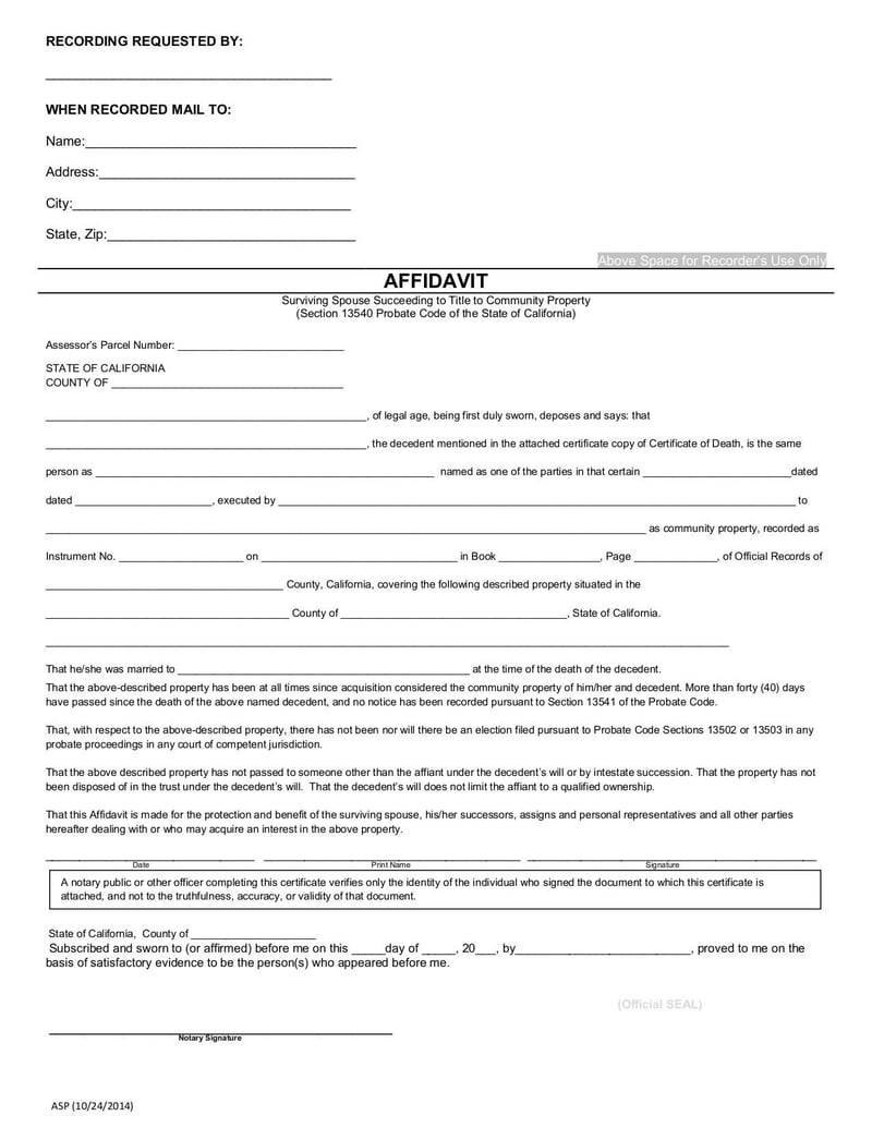 Large thumbnail of Affidavit of Surviving Spouse - Jul 2022