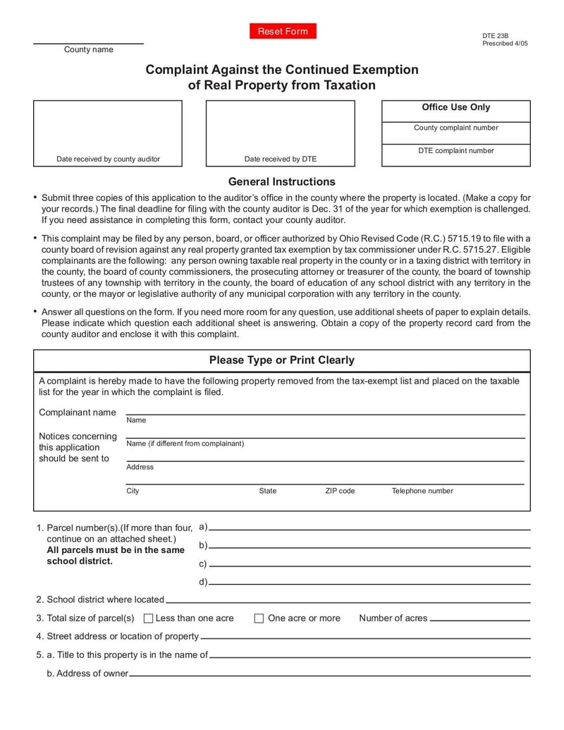 Large thumbnail of DTE23B FI Form - Oct 2015
