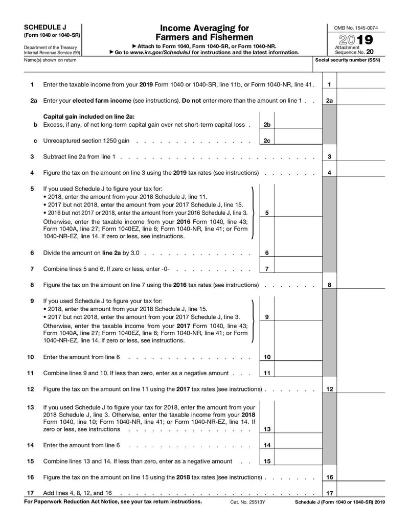 Large thumbnail of Schedule J (Form 1040 or 1040-SR) - Oct 2019