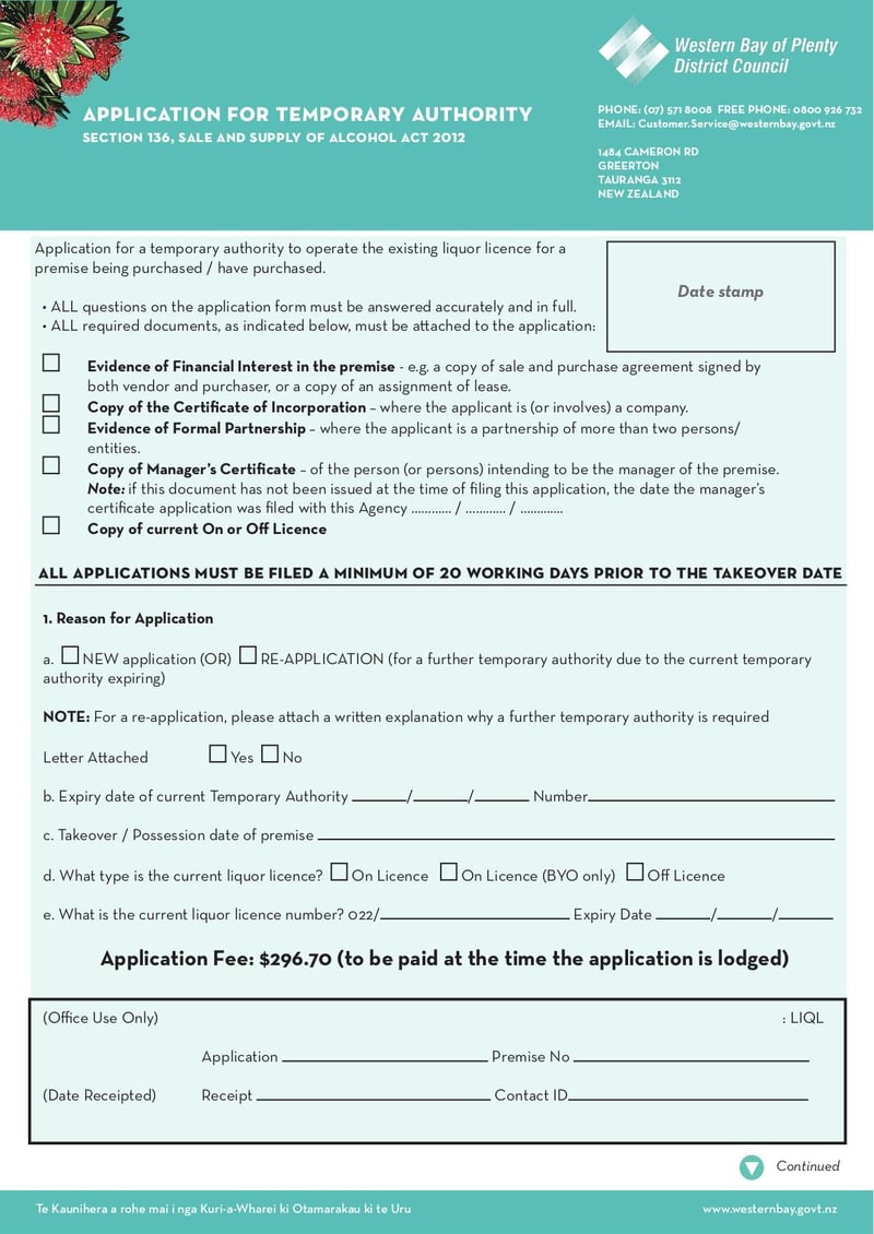 Large thumbnail of Application for Temporary Authority - Jan 2020
