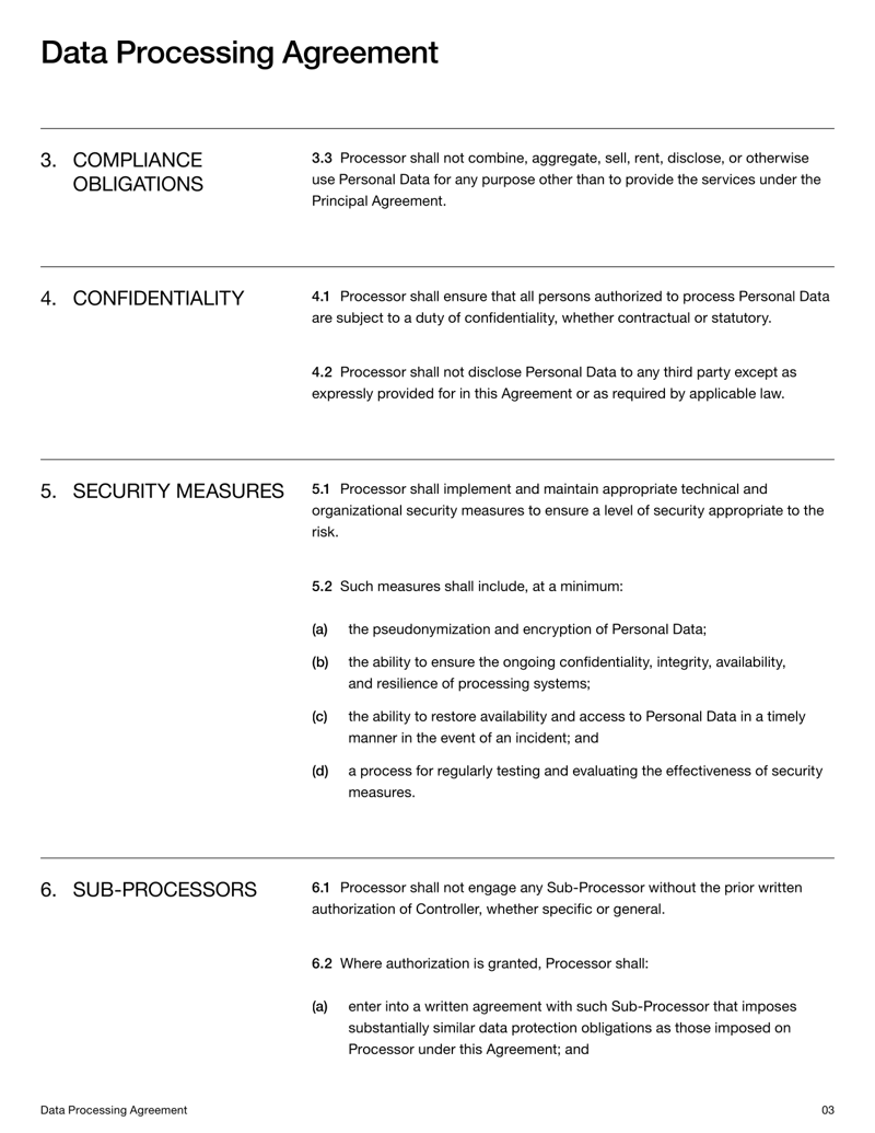 Data Processing Agreement for GDPR, UK GDPR and CCPA/CPRA compliance