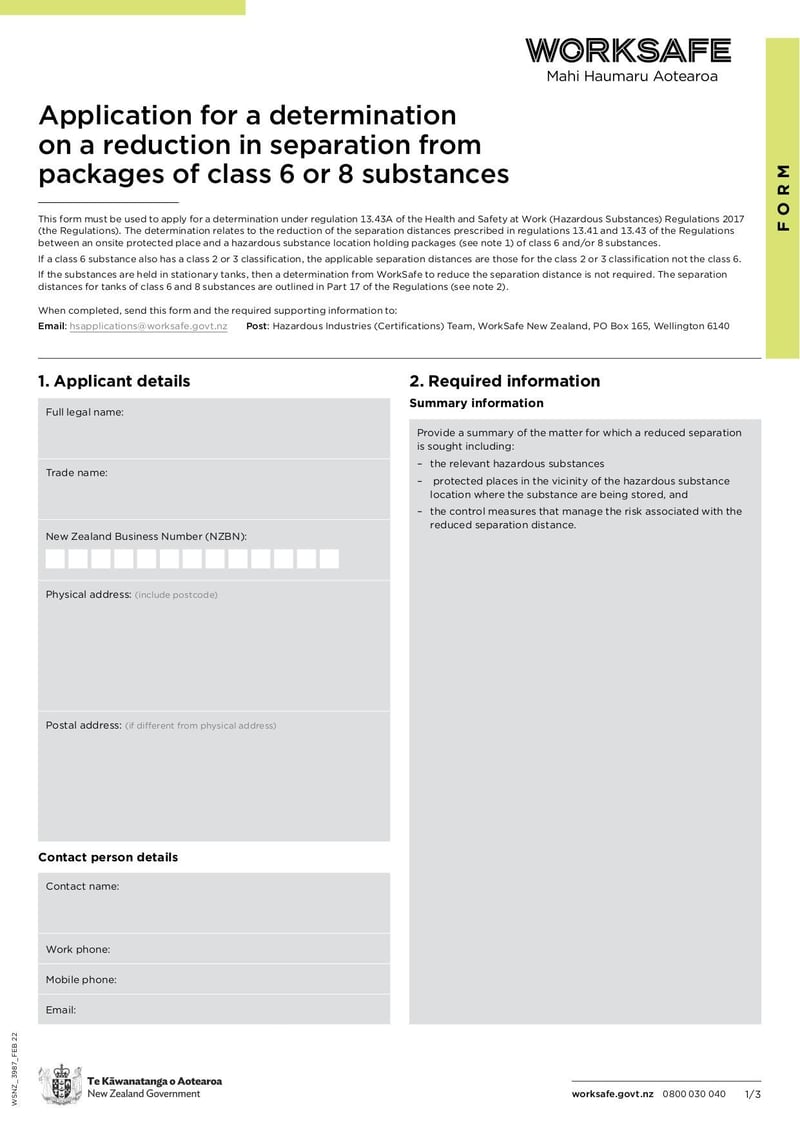 Large thumbnail of Application for a Determination on a Reduction in Separation from Packages of Class 6 or 8 Substances - Feb 2022
