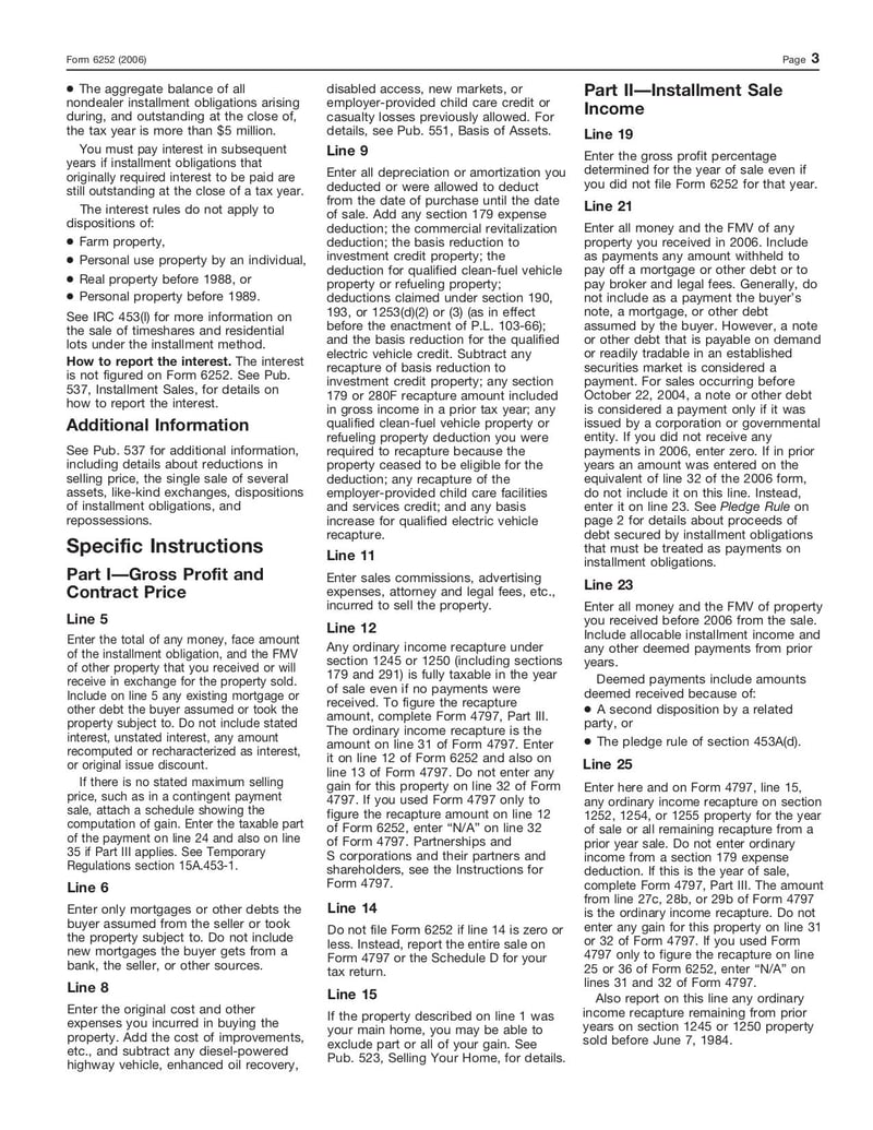 Large thumbnail of Form 6252 - Nov 2008