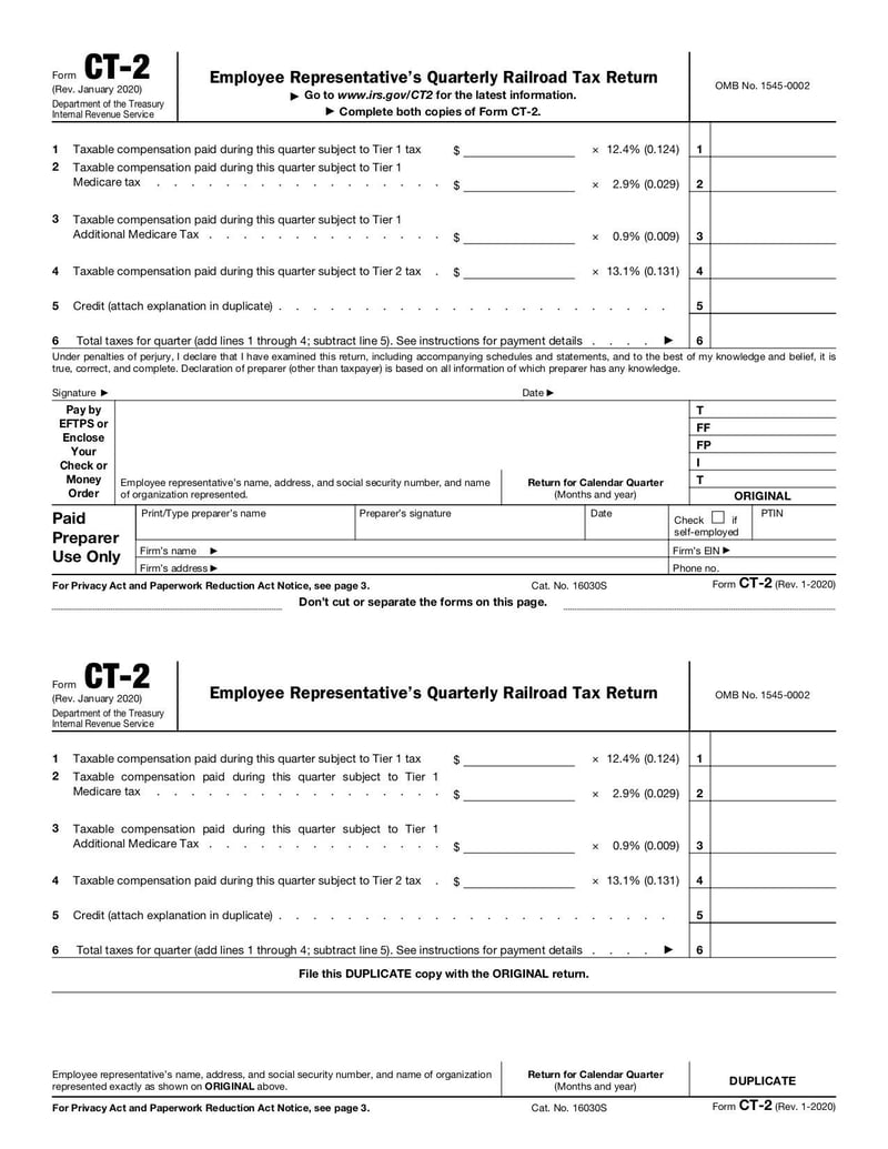 Large thumbnail of Form CT-2 - Jan 2020
