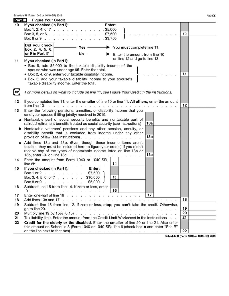 Large thumbnail of Schedule R (Form 1040 or or 1040-SR) - Oct 2019