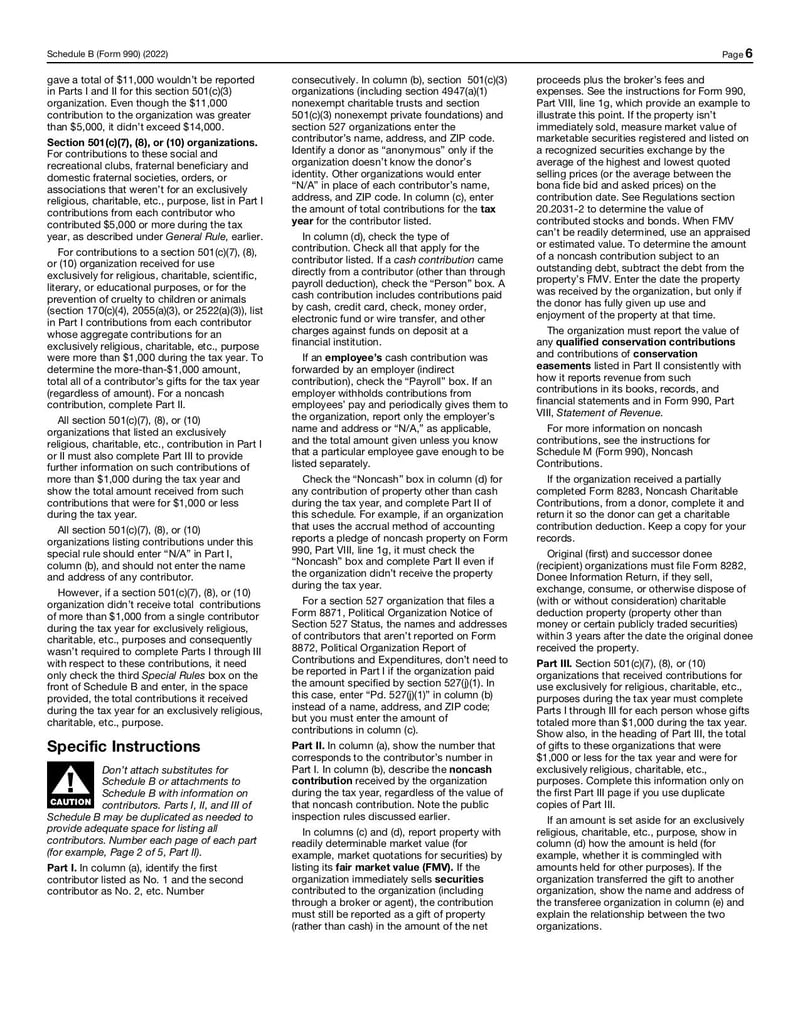 Large thumbnail of Schedule B (Form 990) - Nov 2022