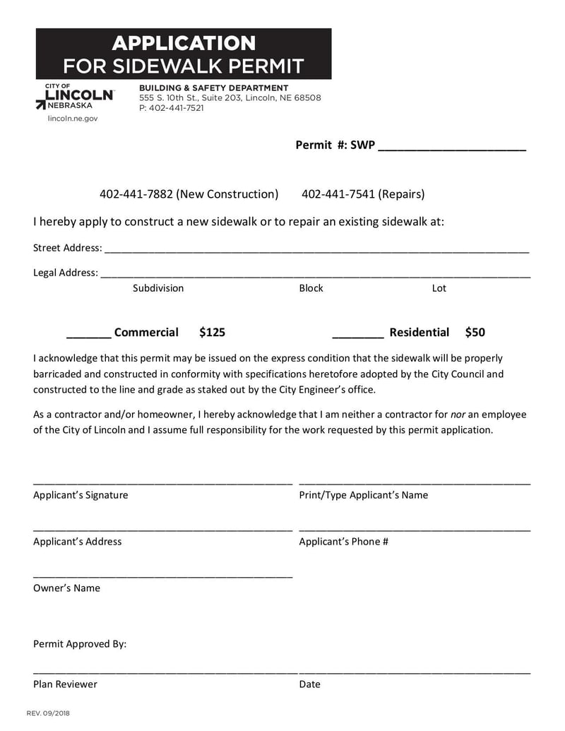 Large thumbnail of Sidewalk Permit Application - Jun 2019