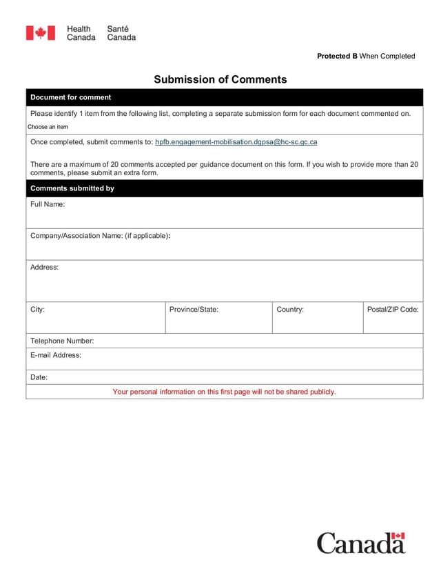 Submission of Comments | Fill and sign online with Lumin