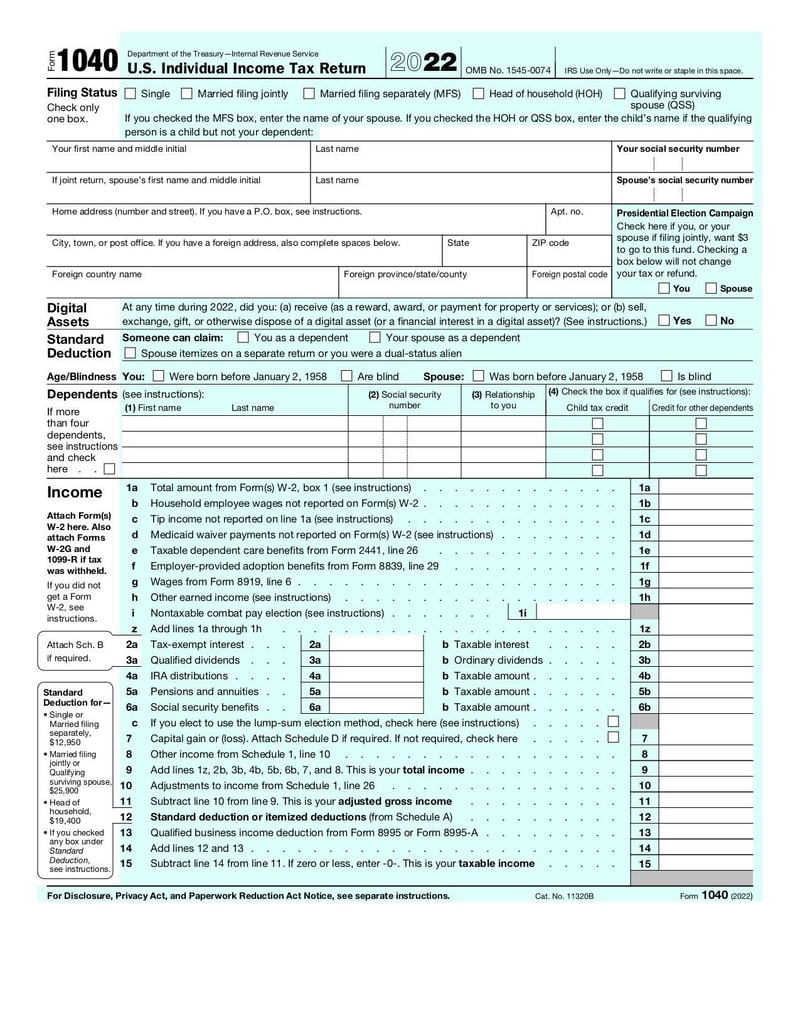 Thumbnail of Form 1040 - Jan 2022 - page 0
