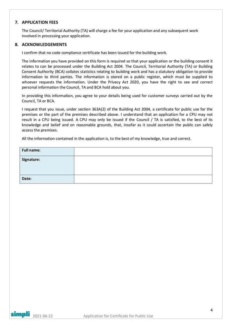 Large thumbnail of Form 15 Application for Certificate for Public Use - Apr 2021