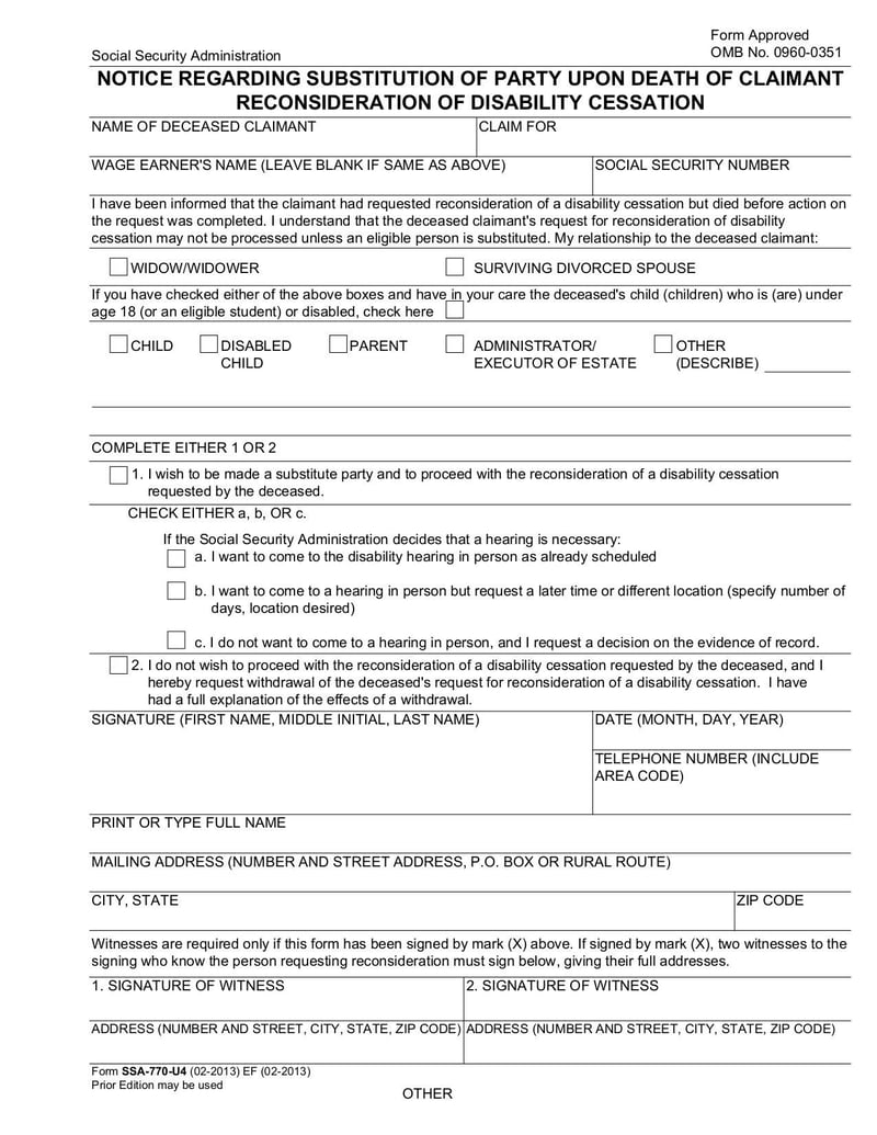 Large thumbnail of Form SSA-770-U4 - May 2016