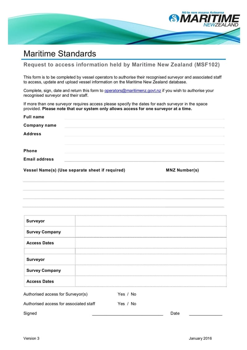 Large thumbnail of Request to Access Vessel Information Form - Jan 2016