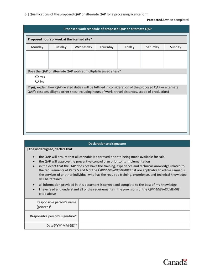 Large thumbnail of Qualifications of the Proposed Quality Assurance Person (QAP) or Alternate QAP for a Processing Licence Form - Aug 2022