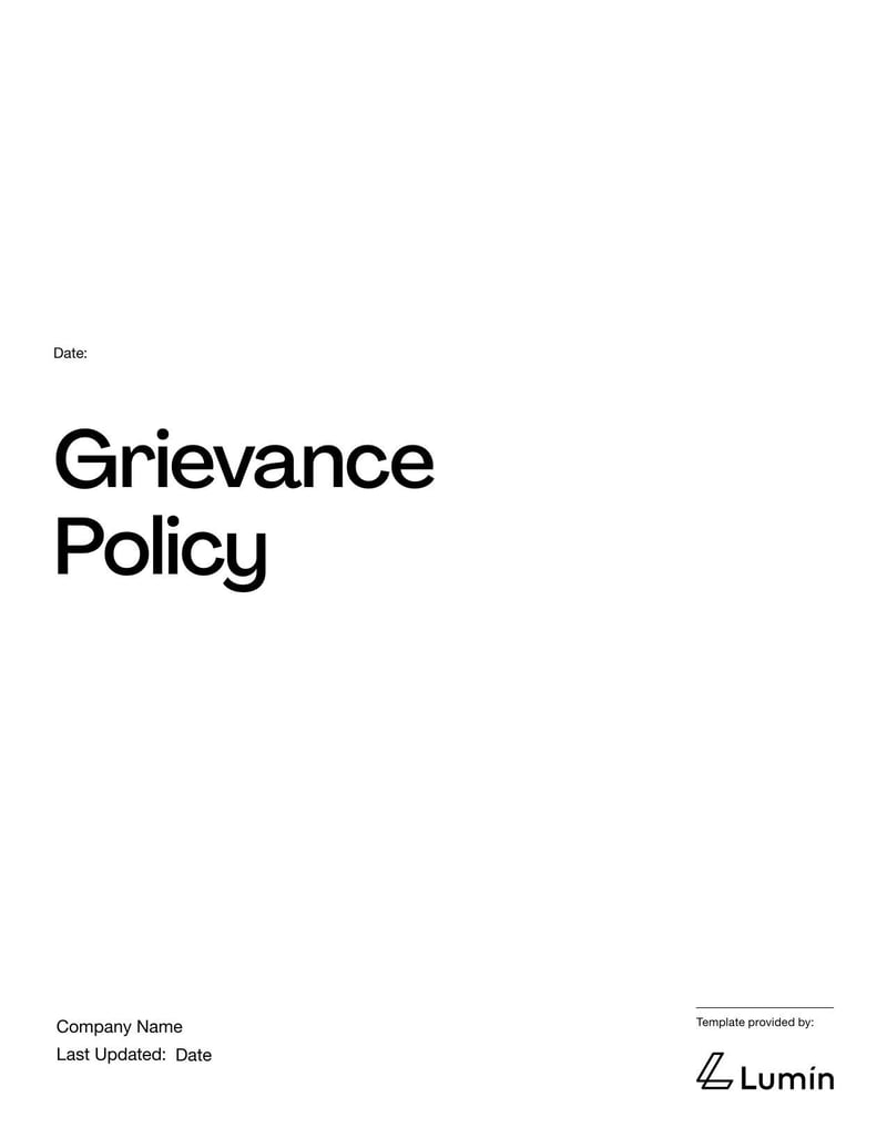 Grievance Policy procedure outlining the process for employees to raise and resolve workplace grievances