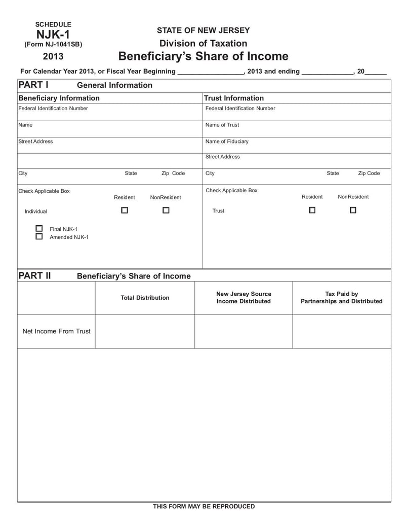 Large thumbnail of Form NJ-1041SB - Dec 2013