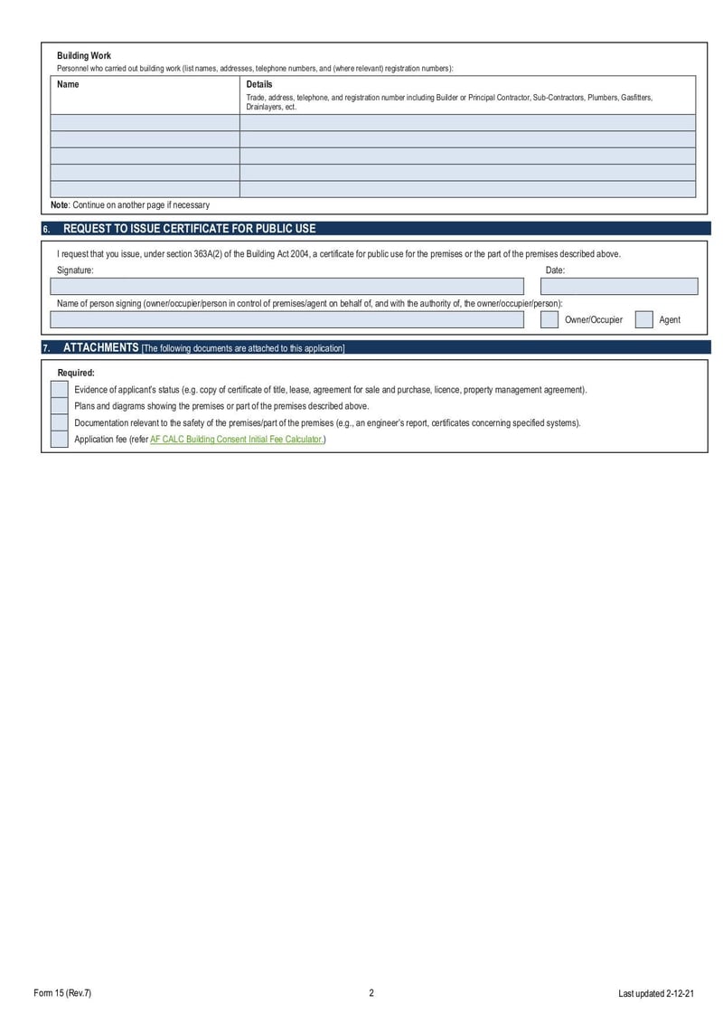 Large thumbnail of Form 15 Application for Certificate of Public Use - Dec 2021