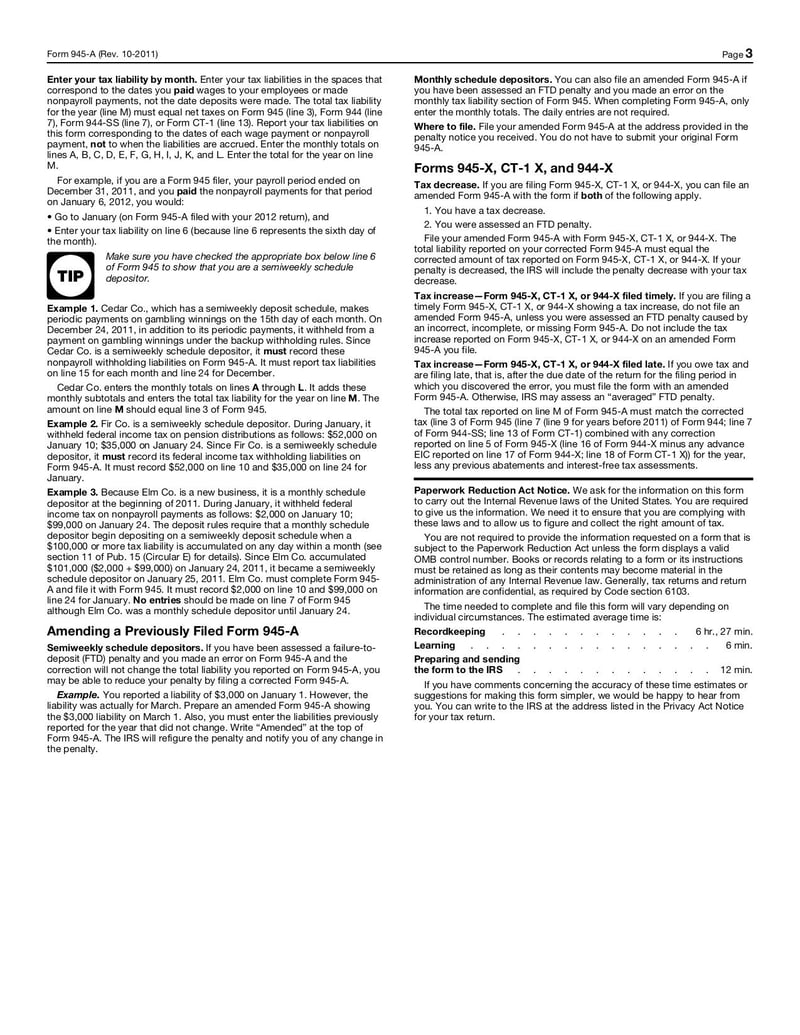 Large thumbnail of Form 945-A - Oct 2011