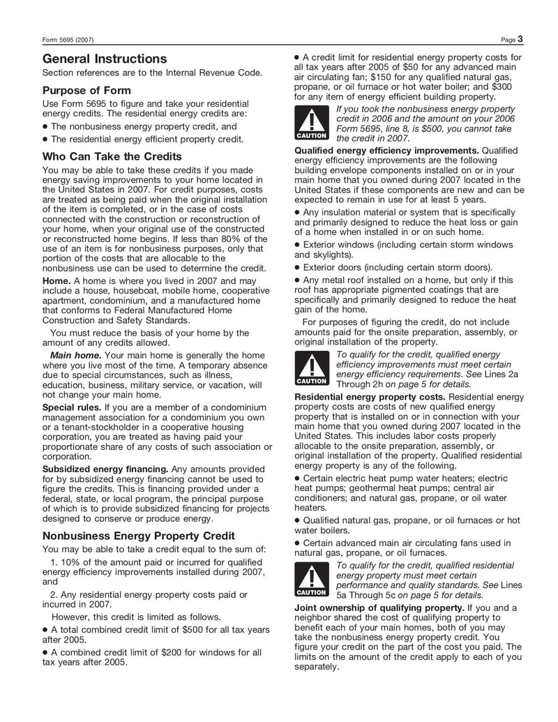 Large thumbnail of Form 5695 - Jan 2007