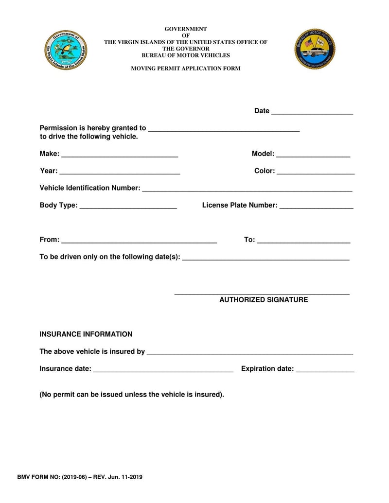Large thumbnail of Virgin Islands Moving Permit Application Form