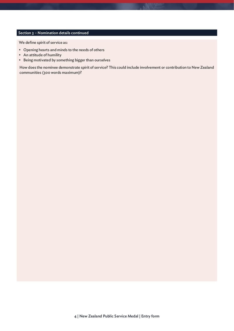 Large thumbnail of New Zealand Public Service Medal Nomination Form and Guidelines - Mar 2022