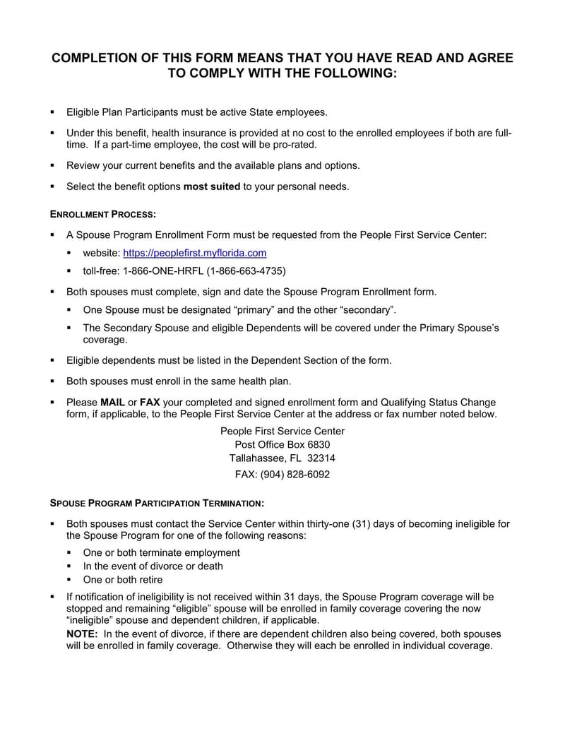Large thumbnail of Florida Spouse Program Enrollment Form
