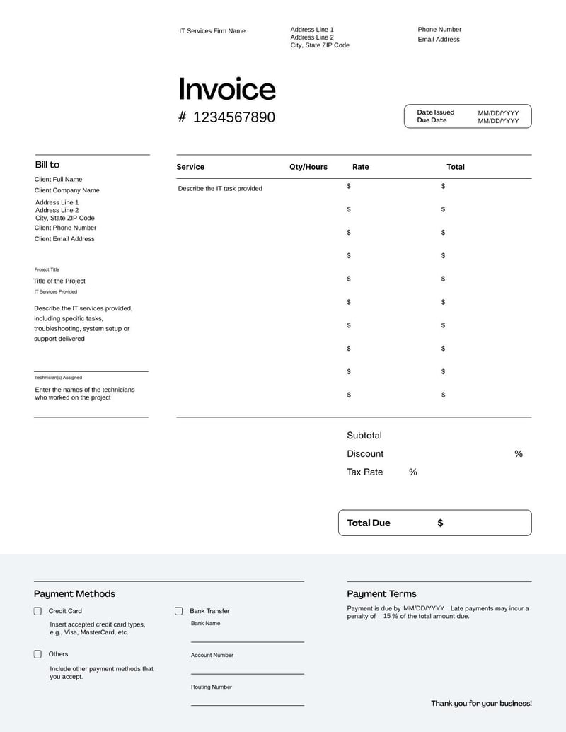 Large thumbnail of IT Services Invoice Template