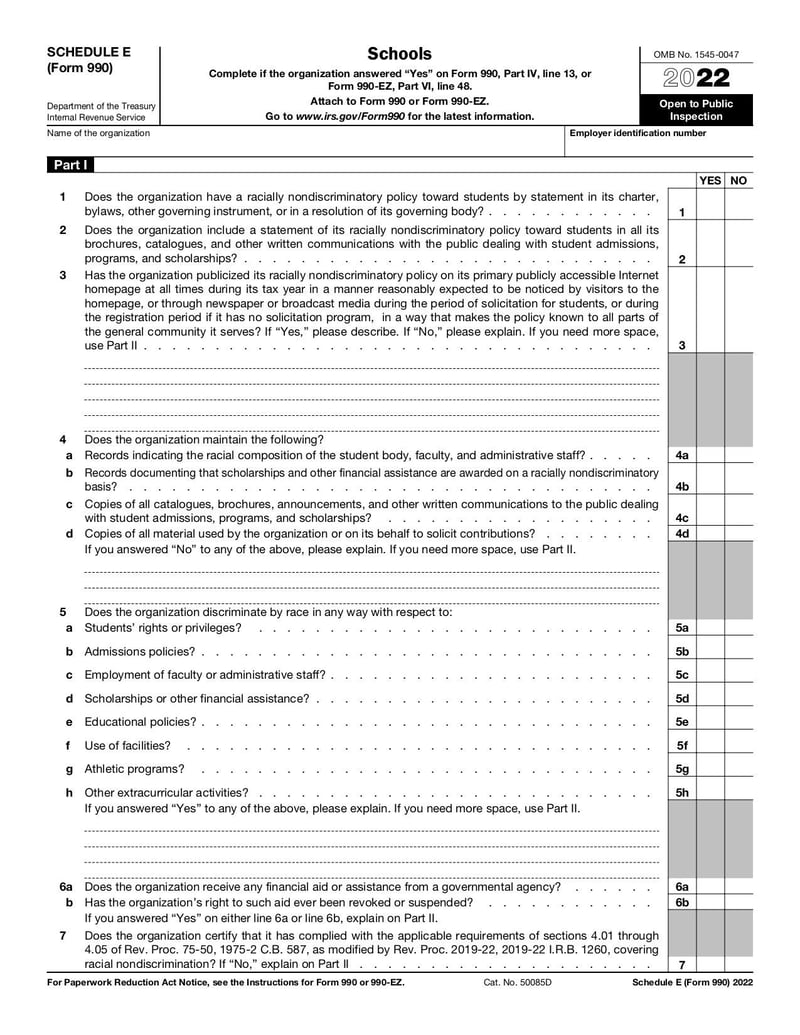 Large thumbnail of Schedule E (Form 990) - Oct 2022