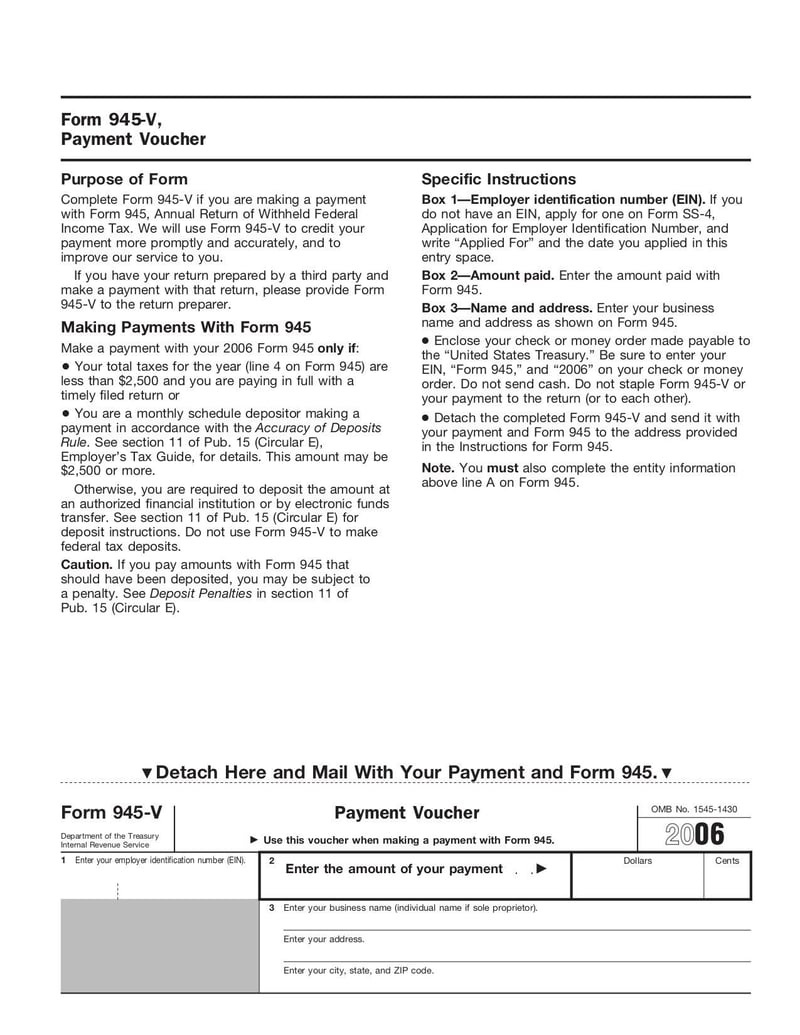 Large thumbnail of Form 945 - Jan 2006